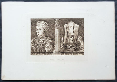 1870 Amand-Durand after Baccio Baldini Antique Print Ludovico Gonzaga III & Wife