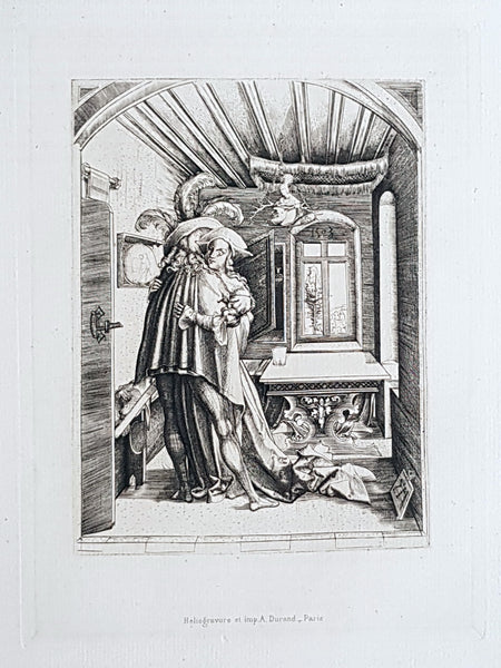 1870 Charles Amand-Durand after Mattaus Zaisinger Antique Print - The Embrace
