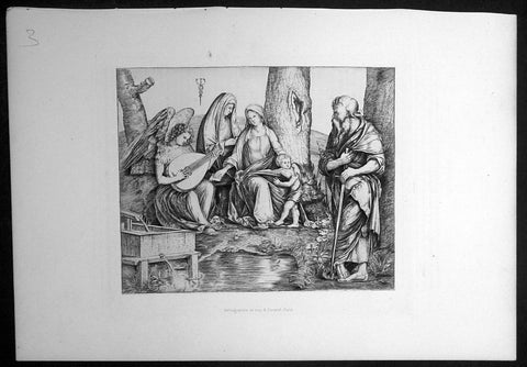 1870 Amand-Durand after Jacapo de Barbari Antique Print Holy Family w/ St Paul