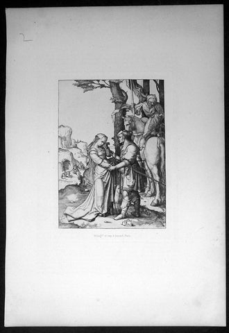 1870 Amand-Durand after Van Leyden Antique Print St George rescuing the Princess