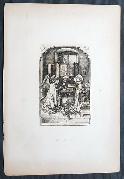 1870 Amand-Durand after Van Leyden Antique Print The Annunciation to Virgin Mary