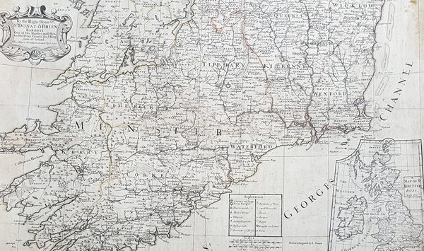 1712 John Senex Large Original Antique Map of Ireland