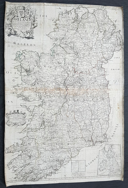 1712 John Senex Large Original Antique Map of Ireland