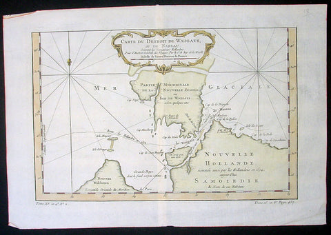 1758 Bellin Original Antique Map of Novaya Zemlya Nenets, Russia Willem Barentsz