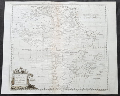 1782 Thomas Kitchin Large Original Antique Map of Africa