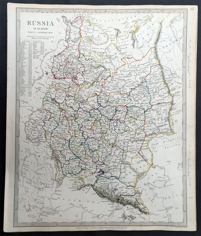 1834 - 1840 SDUK Antique Maps of Russia x 12 Maps - Complete Set