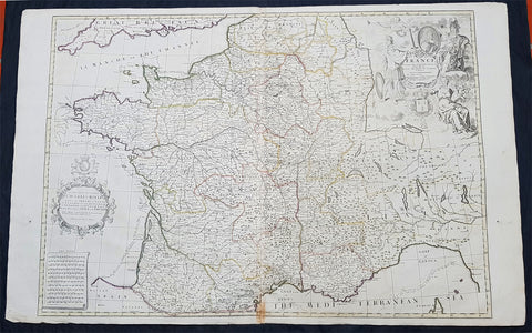 1720 John Senex Large Antique Map of France in Provinces