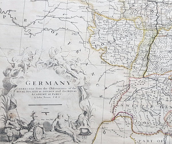 1710 John Senex Large Antique Map of Germany, Central Europe, Baltic to Austria