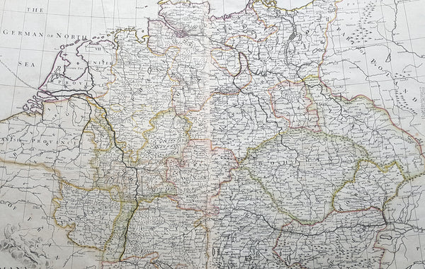 1710 John Senex Large Antique Map of Germany, Central Europe, Baltic to Austria