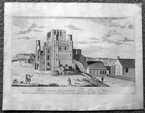 1718 Slezer Antique Print View of Kelso Abby & Township, Scotland
