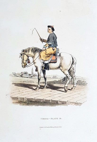 1814 William Alexander Antique Print of Chinese Mandarin Servant on Horseback