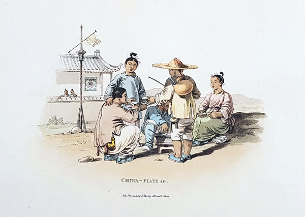 1814 William Alexander Antique Print of Chinese Family Eating a Meal