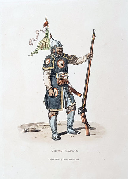1814 William Alexander Antique Print of a Chinese Soldier with Matchlock Rifle