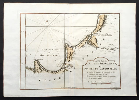 1750 Bellin Antique Map of the Benguela province of Angola, Africa