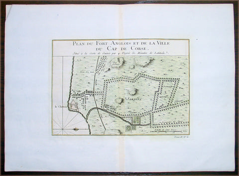1747 Bellin Antique Map Plan Cape Coast Castle in Ghana West Africa - Slavery