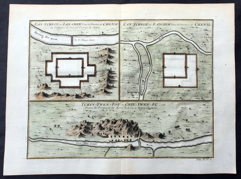 1755 Prevost Antique Map Lanzhou & Zhangye in Gansu - Guiyang in Guizhou, China