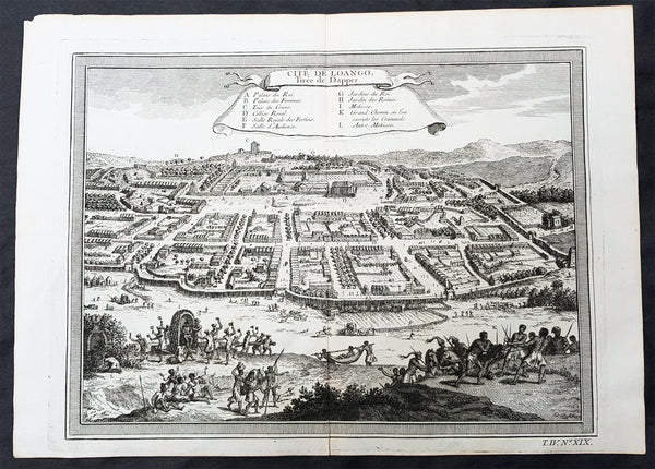1755 Prevost & Schley Antique Print City View of Mbanza Loango West Congo Africa