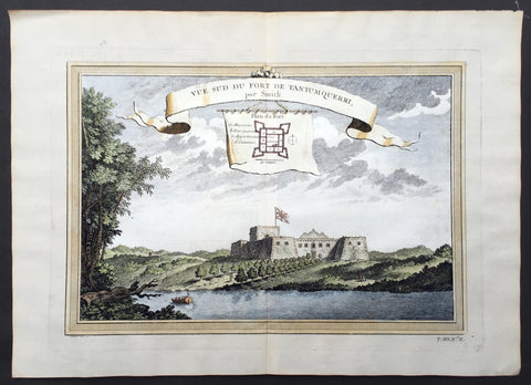 1750 Prevost & Schley Antique Print of Slave Fort Tantumquery, Otuam, Ghana, West Africa