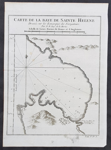 1757 Bellin Antique Map St Helena Bay, Western Cape South Africa - Vasco da Gama