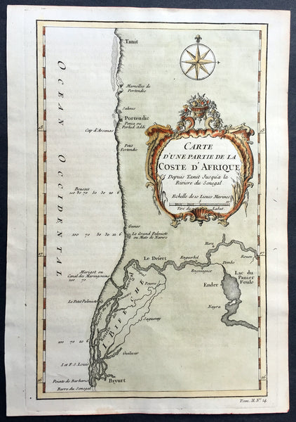 1757 Bellin Antique Map of West Africa South Senegal - Saloum Delta, Nat. Park