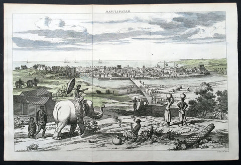 1732 Baldaeus Antique Print a View of Machilipatnam Andhra Pradesh, India