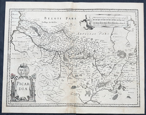 1628 Jan Jansson Antique Map of the Picardy or Picardie Region of France