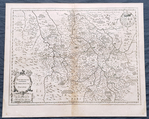 1628 Gerard Mercator & Henricus Hondius Antique Map Bourbonnais Region of France