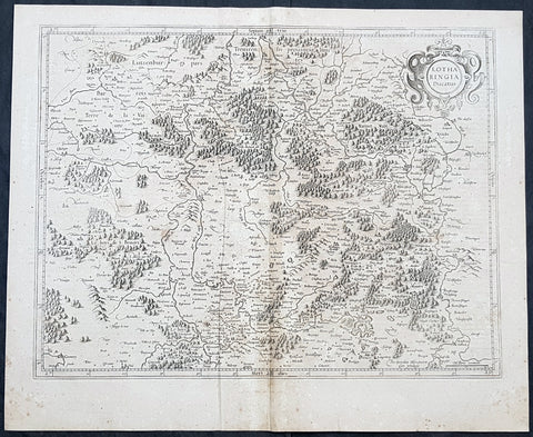 1628 Gerard Mercator Antique Map Lotharingia Region - Netherlands Germany France