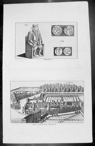 1773 Grose Large Antique Print View of The London Charter House