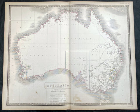 1856 A K Johnston Large Antique Map of Australia, early Separation of Victoria