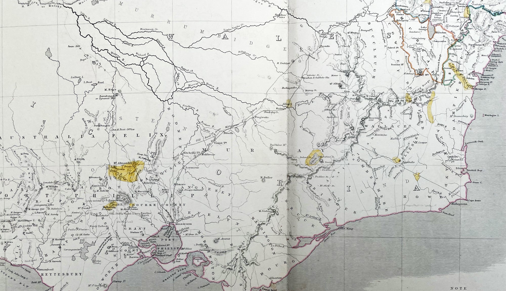 Goldfields Map 1856 A K Johnston Large Antique Goldfields Map of Victoria & New South ...