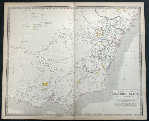 Goldfields Map 1856 A K Johnston Large Antique Goldfields Map of Victoria & New South ...