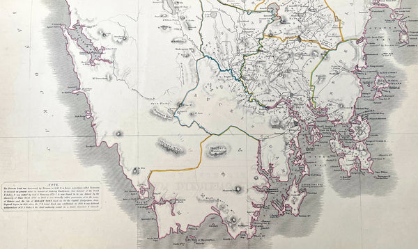 1856 A K Johnston Large Antique Map of Van Diemens Land or Tasmania, Australia