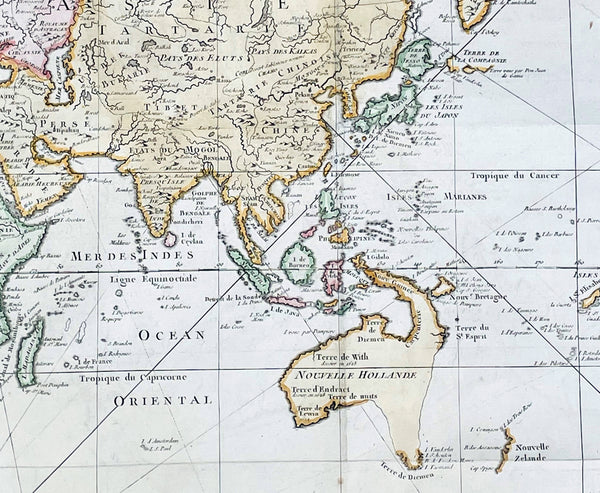 1748 J N Bellin Large Antique World Map on Mercators Projection - 27007