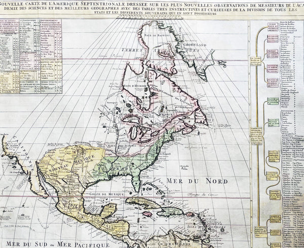 1718 Henri Chatelain & Claude Delisle Large Antique Map of North America