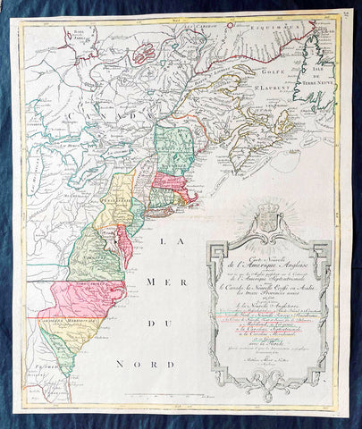 1776 Tobias Lotter Large Antique Post Revolutionary North America Map 13 Colonies
