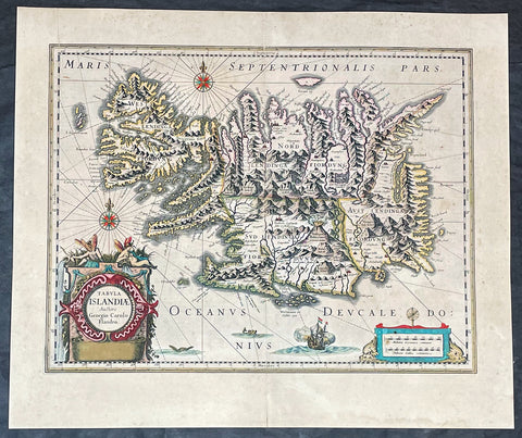 1635 Joan Blaeu Antique Map of Iceland - Joris Carolus