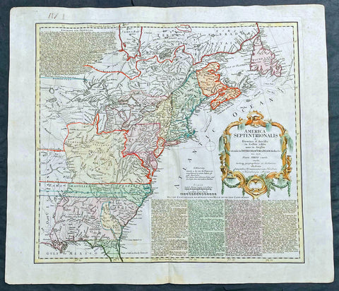 1756 Homann Antique Map Colonial United States North America French Indian War