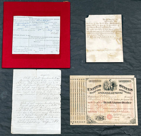 1851-1891 Original Antique Virginian American Civil War Documents F. Beckham, M D Ball, D Coffman