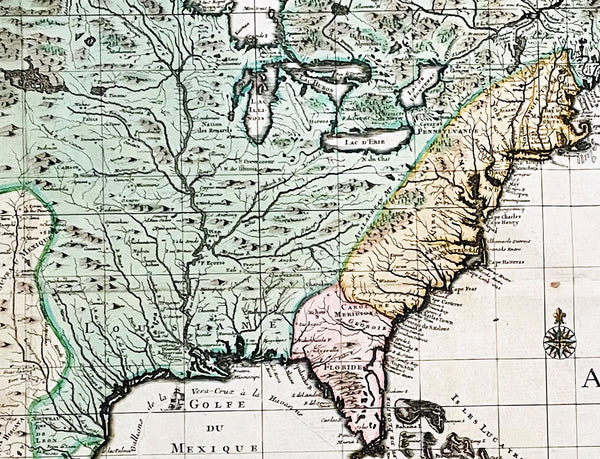 1742 Henry Popple & George Le Rouge Large Antique Map of Colonial America