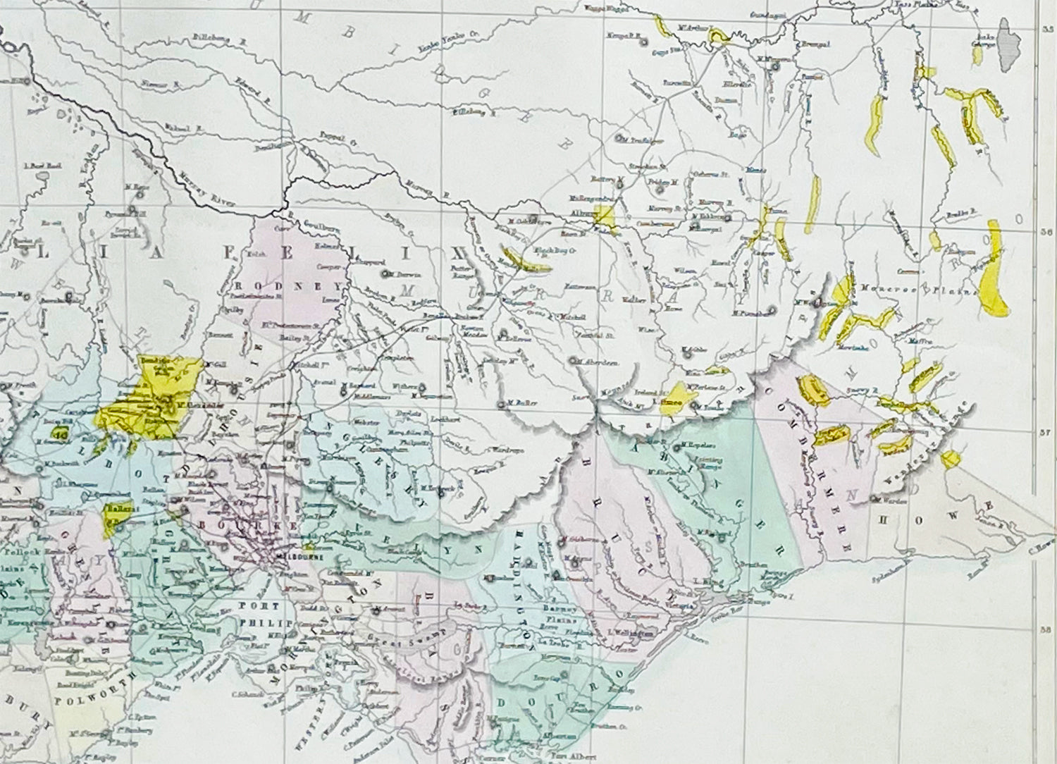 Goldfields Map 1855 John Bartholomew Large Antique Goldfields Map of Victoria, Austra ...