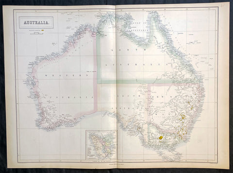1855 John Bartholomew Large Antique Goldfields Map of Australia