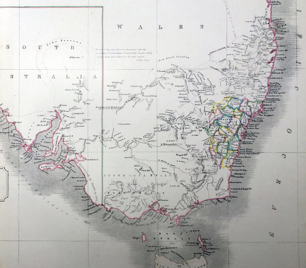 1844 W & AK Johnston Large Early Antique Map of Australia