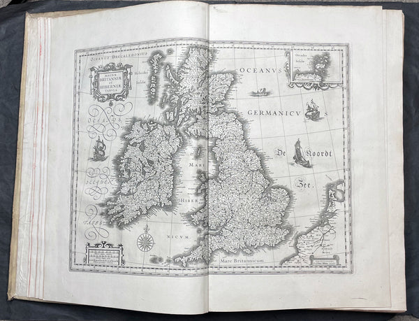 1648 Joan Blaeu Antique Rare Atlas of England & Wales - Complete 58 Maps, Magnificent