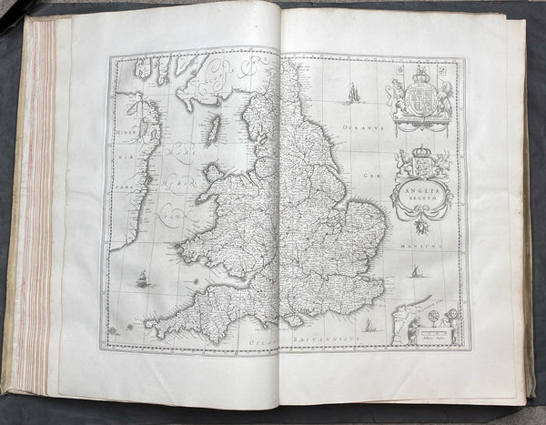 1648 Joan Blaeu Antique Rare Atlas of England & Wales - Complete 58 Maps, Magnificent