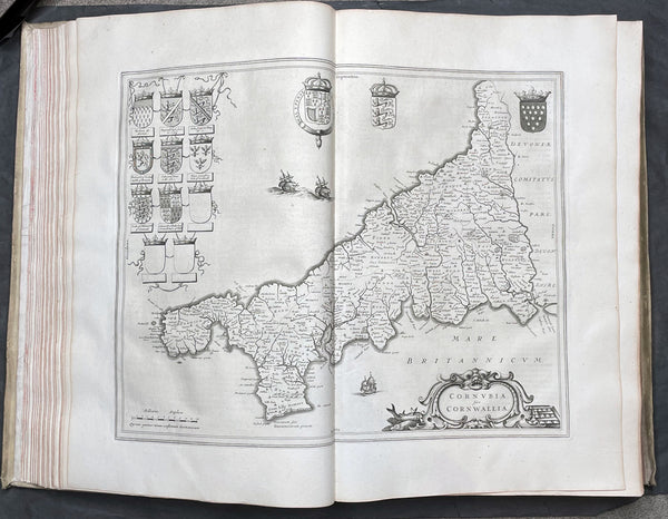 1648 Joan Blaeu Antique Rare Atlas of England & Wales - Complete 58 Maps, Magnificent