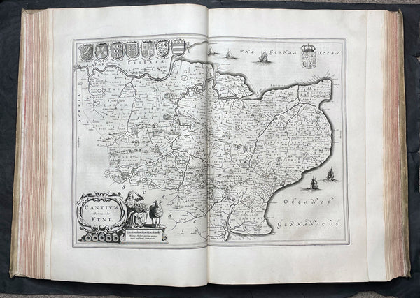 1648 Joan Blaeu Antique Rare Atlas of England & Wales - Complete 58 Maps, Magnificent