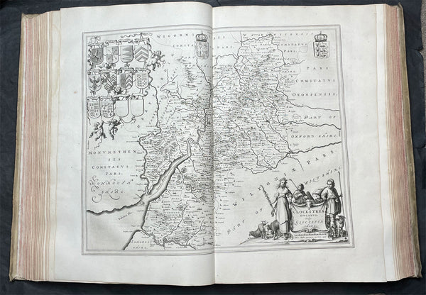 1648 Joan Blaeu Antique Rare Atlas of England & Wales - Complete 58 Maps, Magnificent