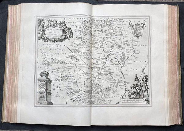 1648 Joan Blaeu Antique Rare Atlas of England & Wales - Complete 58 Maps, Magnificent