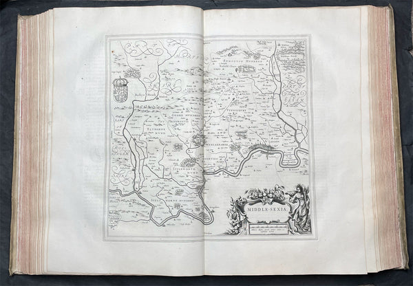 1648 Joan Blaeu Antique Rare Atlas of England & Wales - Complete 58 Maps, Magnificent
